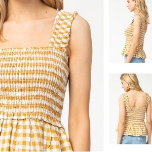 Gingham Yellow knit Tank Top
